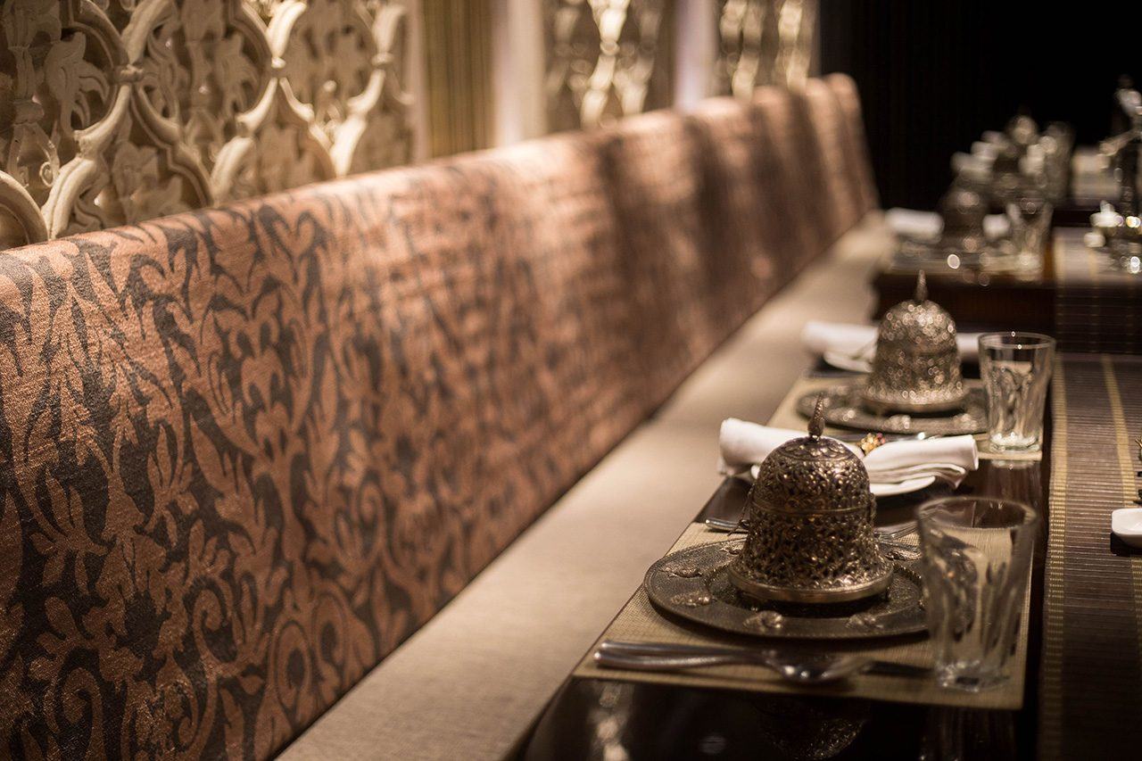Hamsa restaurant carved jali booth