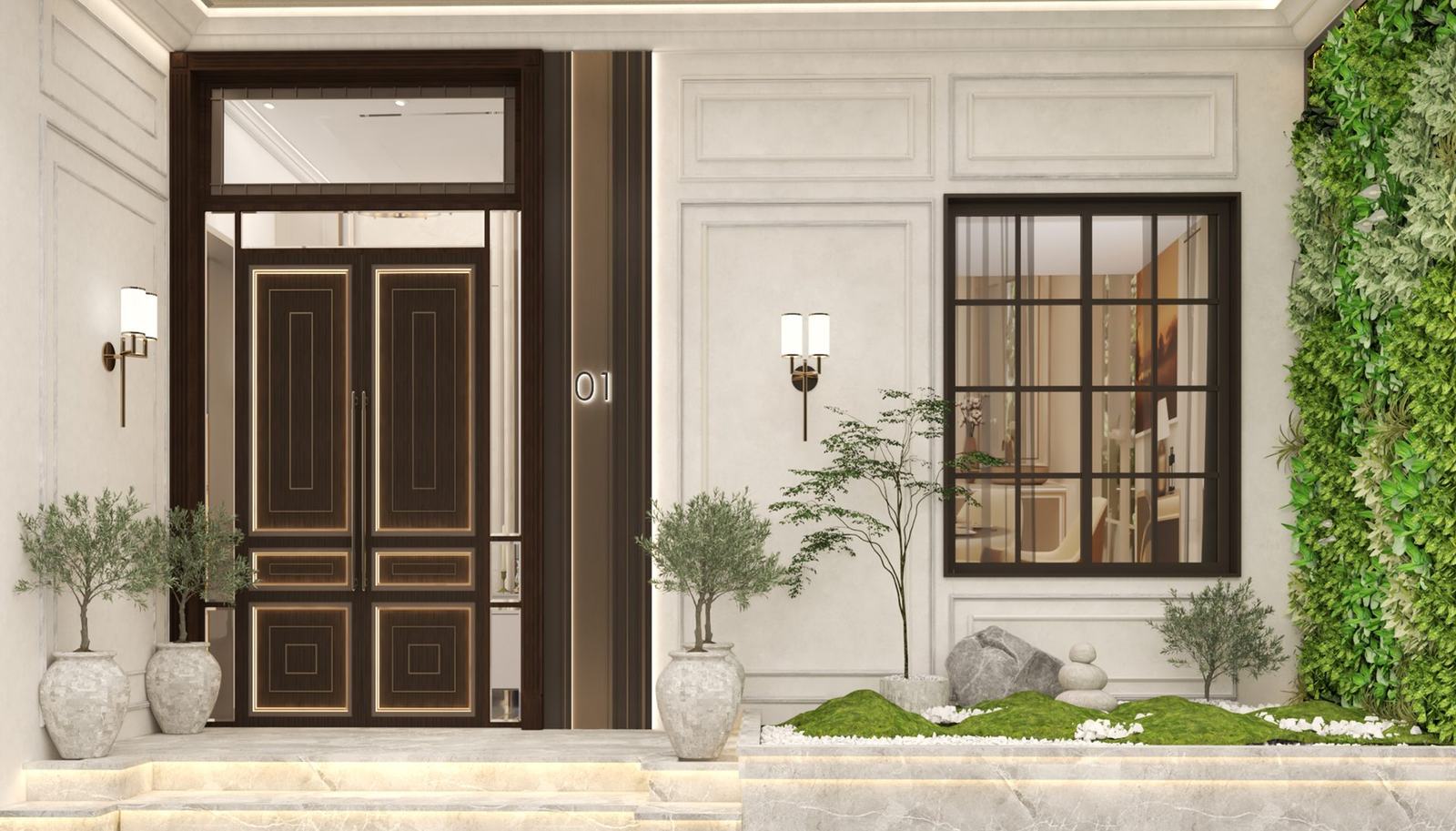 Entrance with a vertical garden at Villa Antara by Feel and Bari